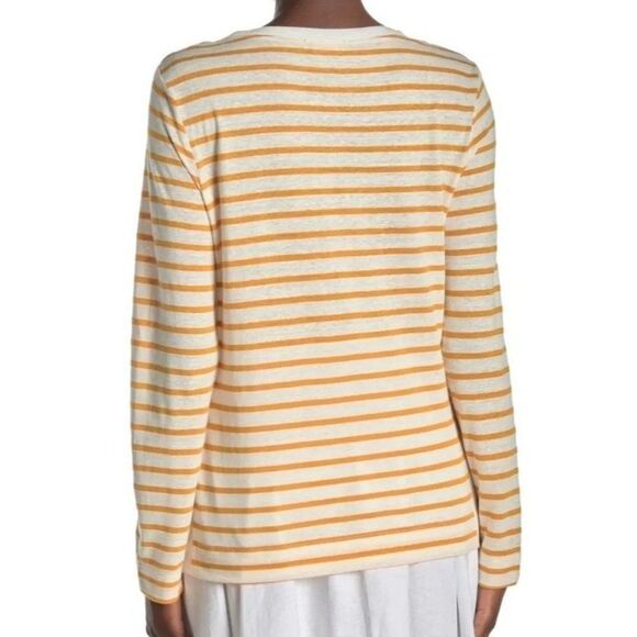 Donna Karan New York Striped Rounded Neck Long Sleeve Top Sz XL Side Vents NEW - Picture 2 of 7